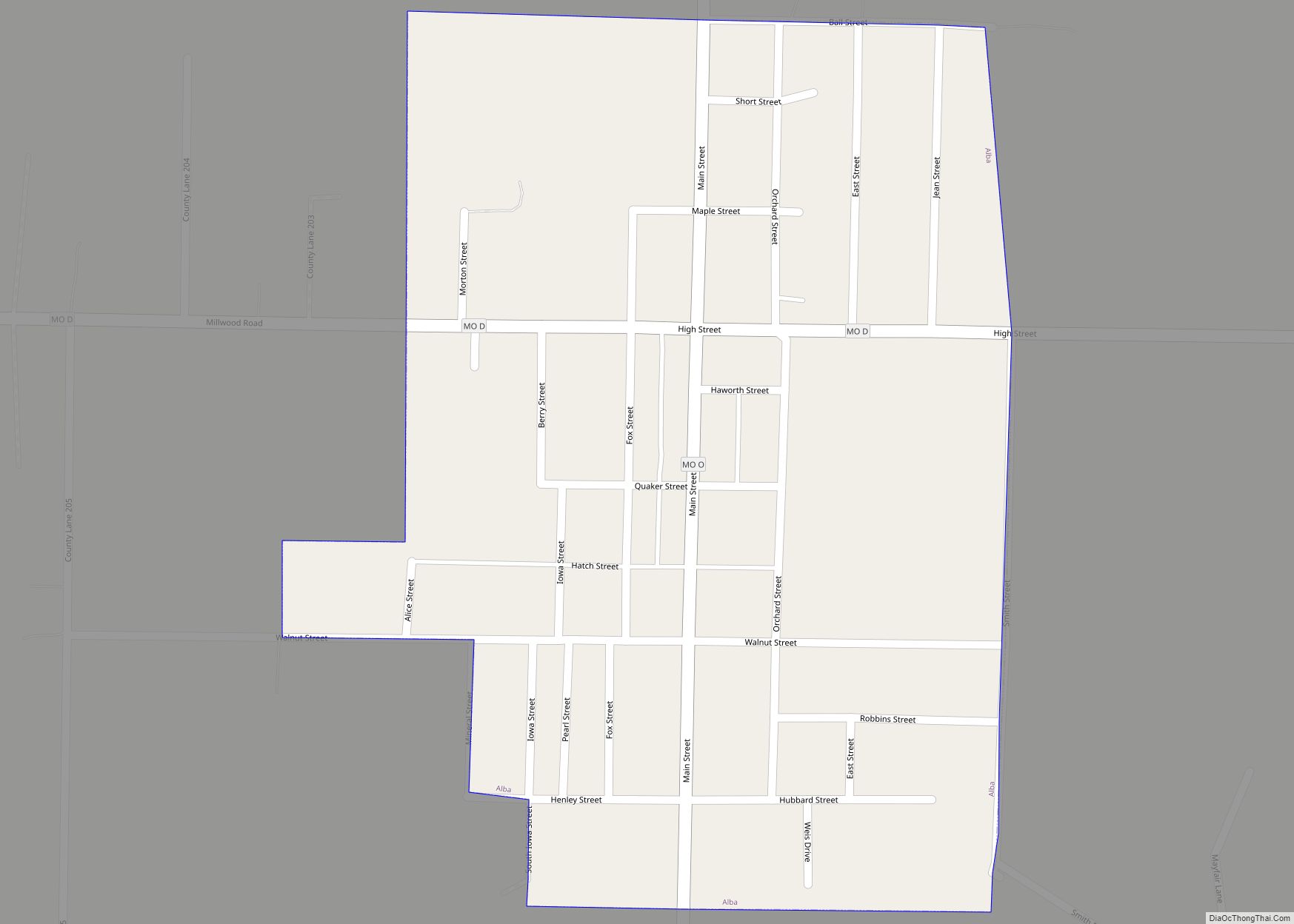 Map of Alba city, Missouri