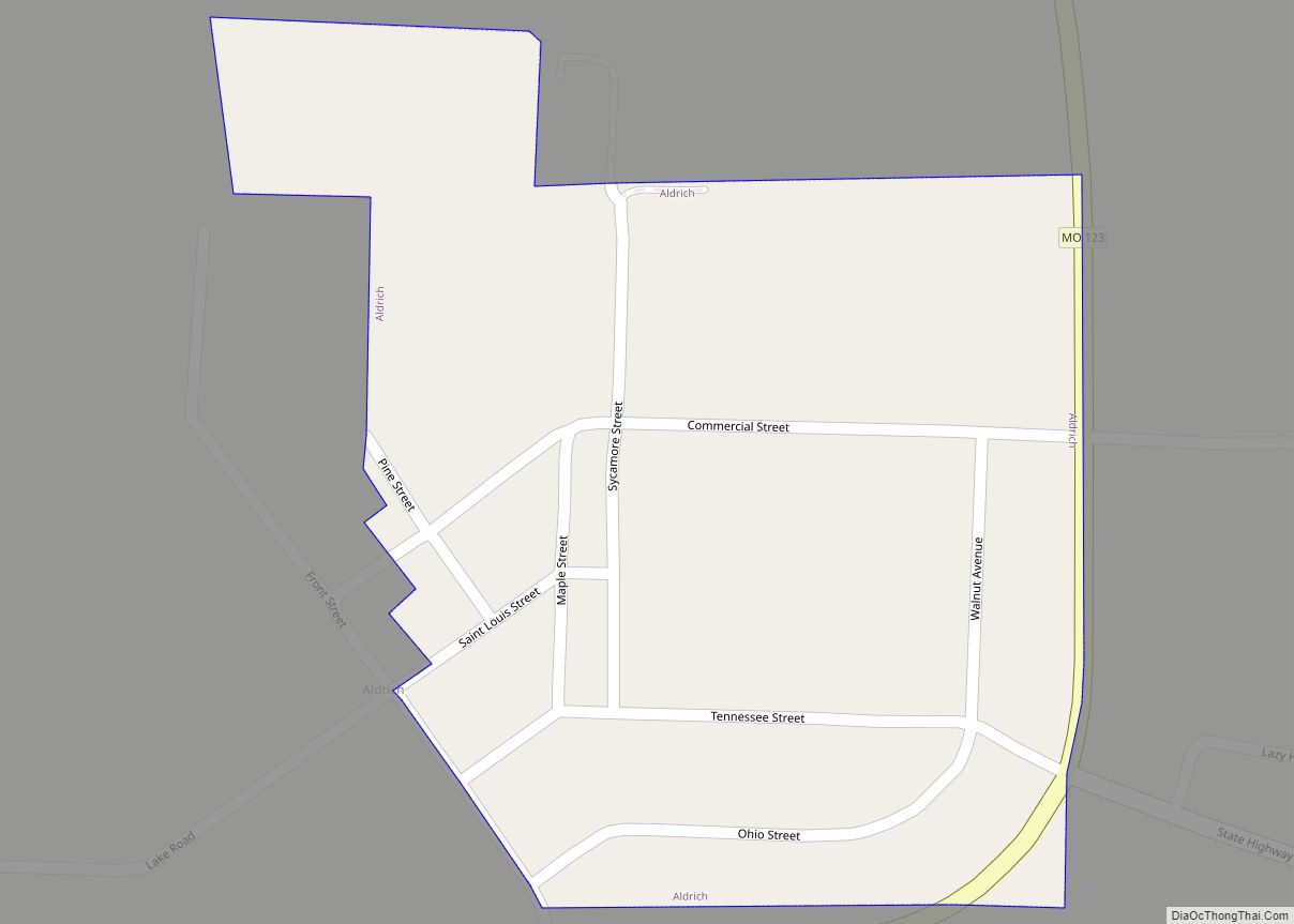 Map of Aldrich village, Missouri