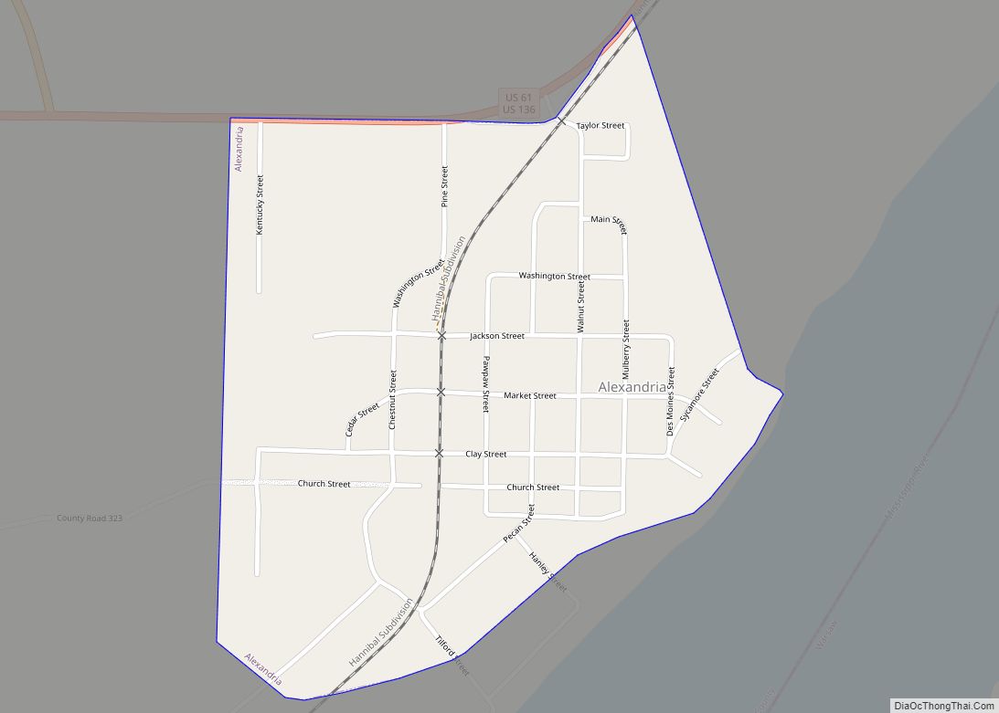 Map of Alexandria city, Missouri
