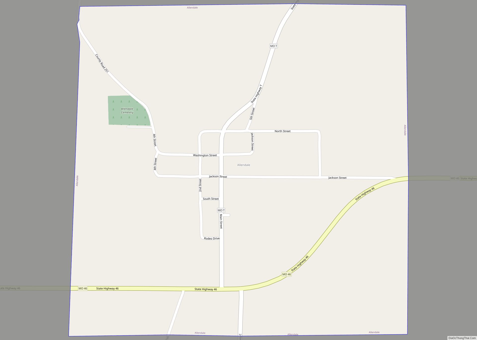 Map of Allendale village, Missouri