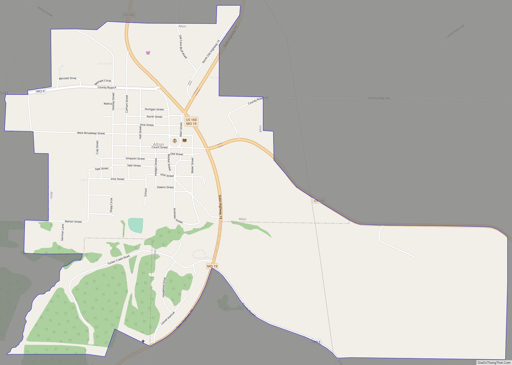 Map of Alton city, Missouri