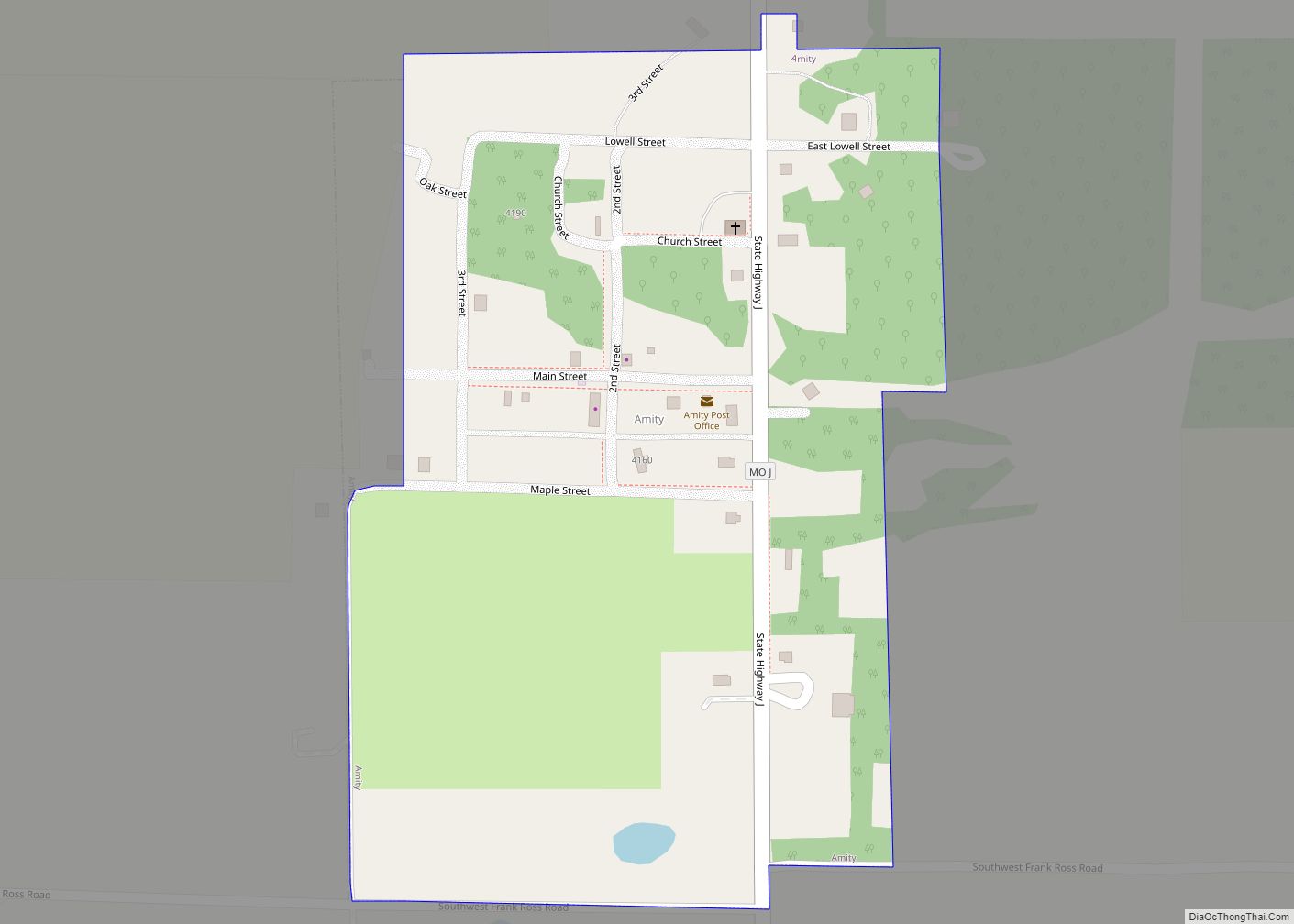 Map of Amity town, Missouri