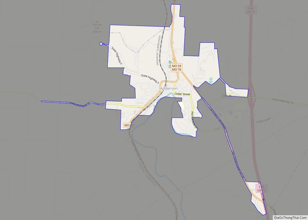 Map of Anderson city, Missouri