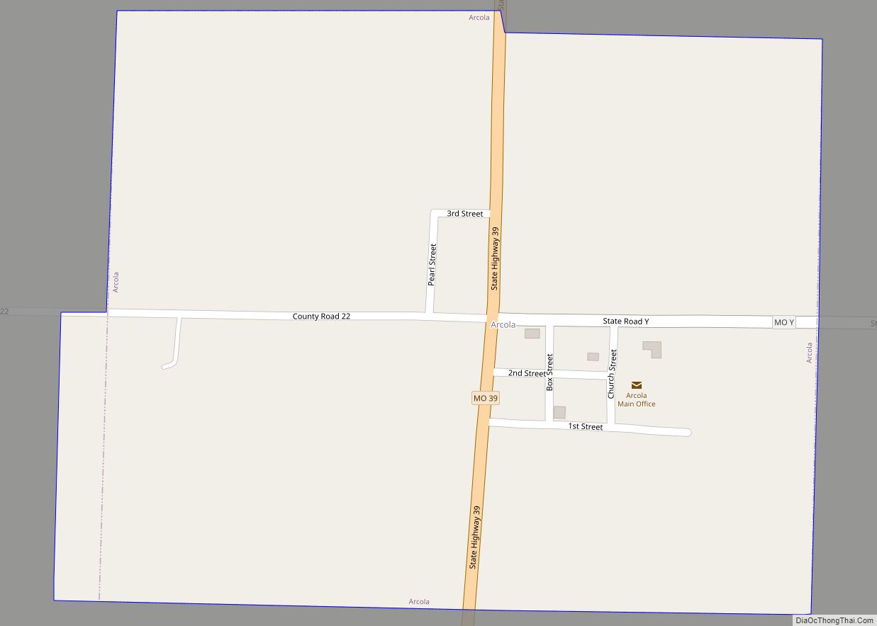 Map of Arcola village, Missouri