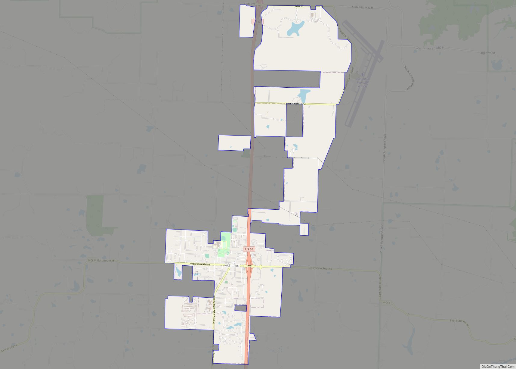 Map of Ashland city, Missouri
