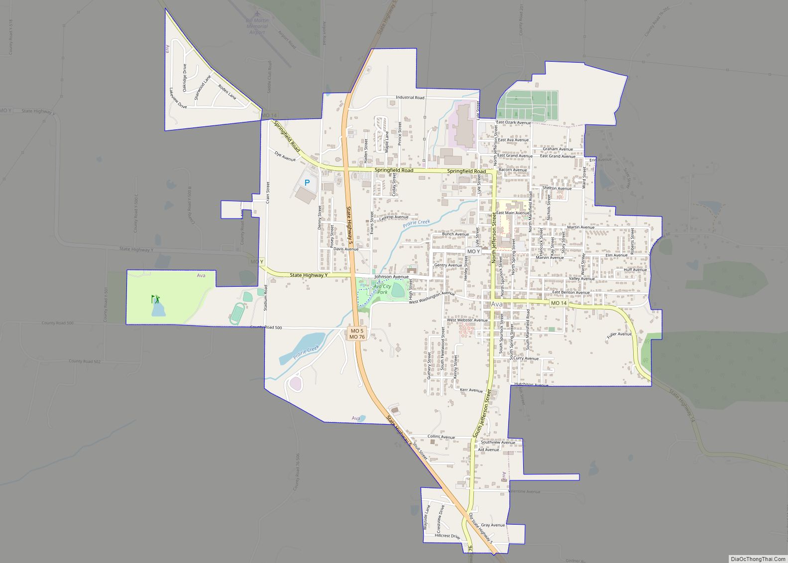 Map of Ava city, Missouri