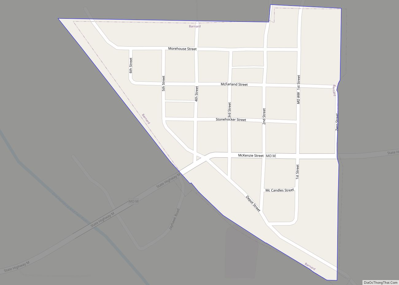 Map of Barnard city, Missouri