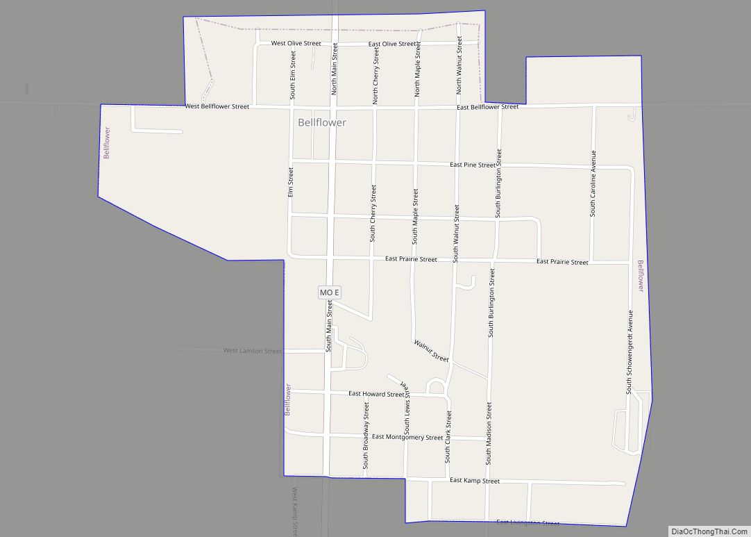 Map of Bellflower city, Missouri