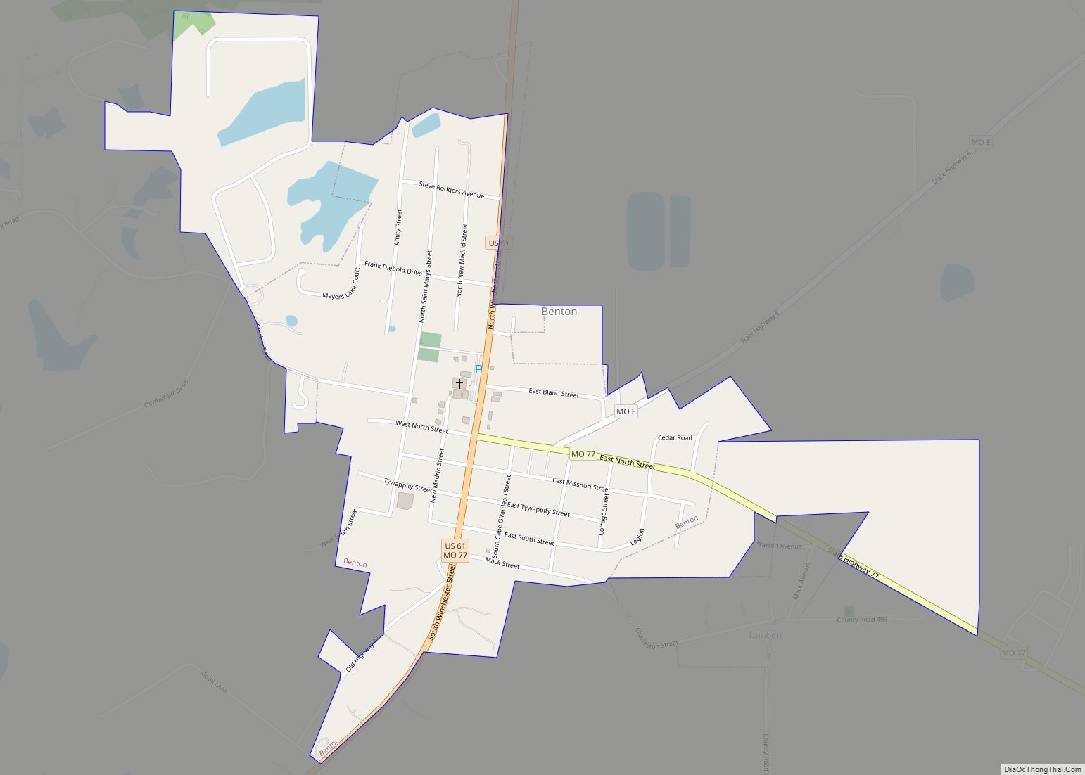 Map of Benton city, Missouri