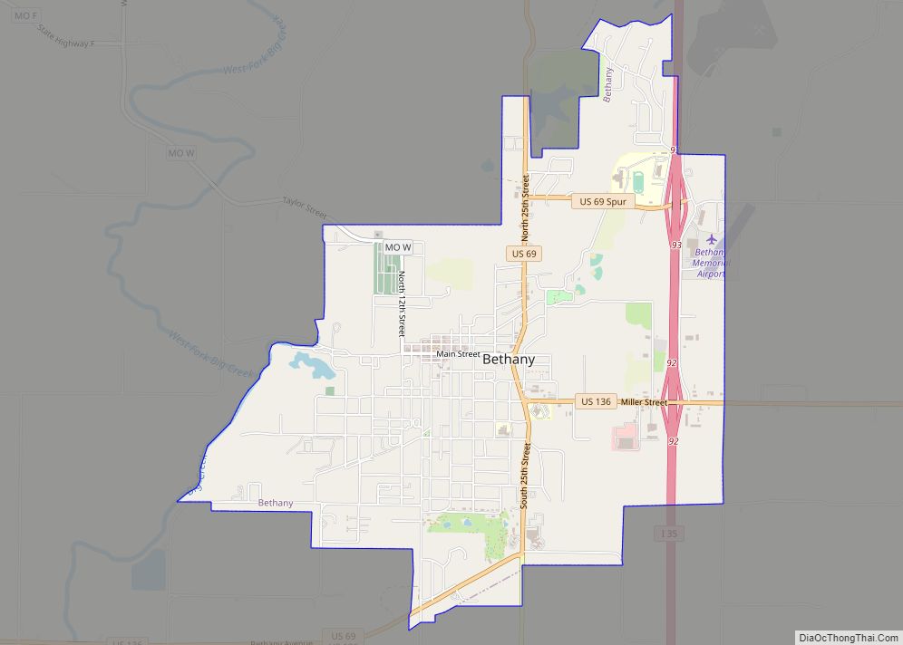 Map of Bethany city, Missouri