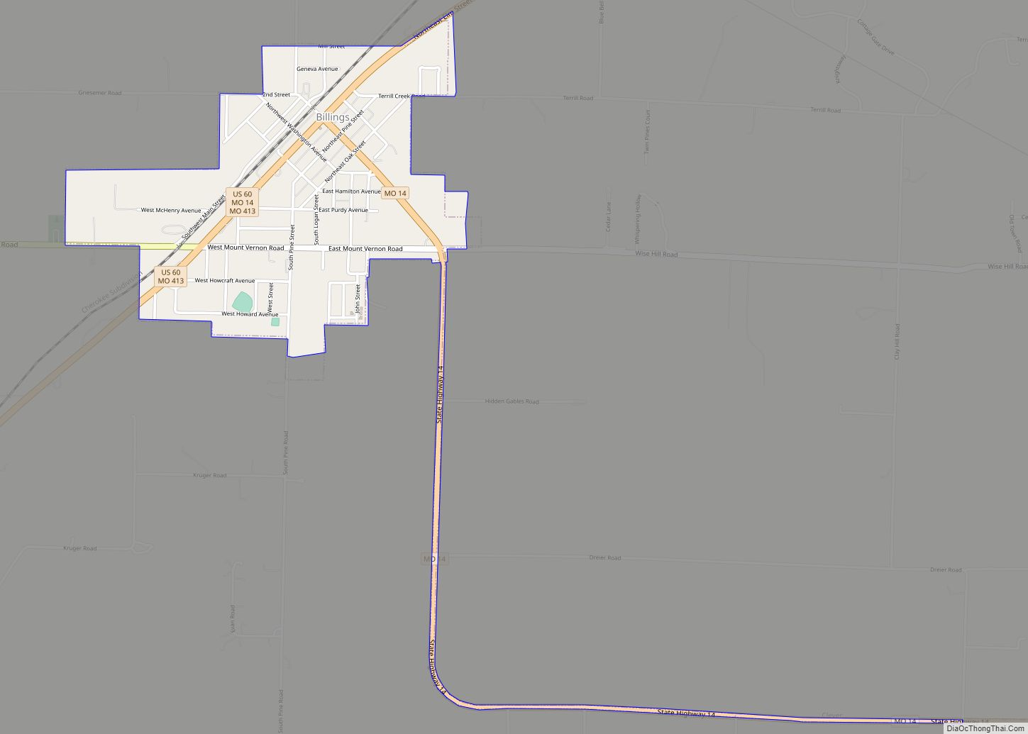 Map of Billings city