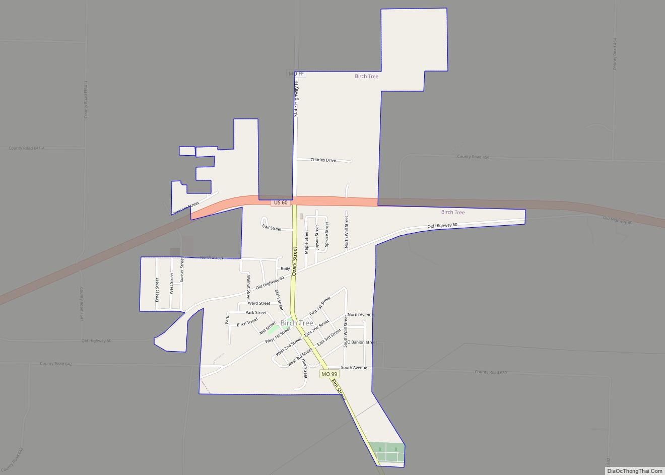 Map of Birch Tree city