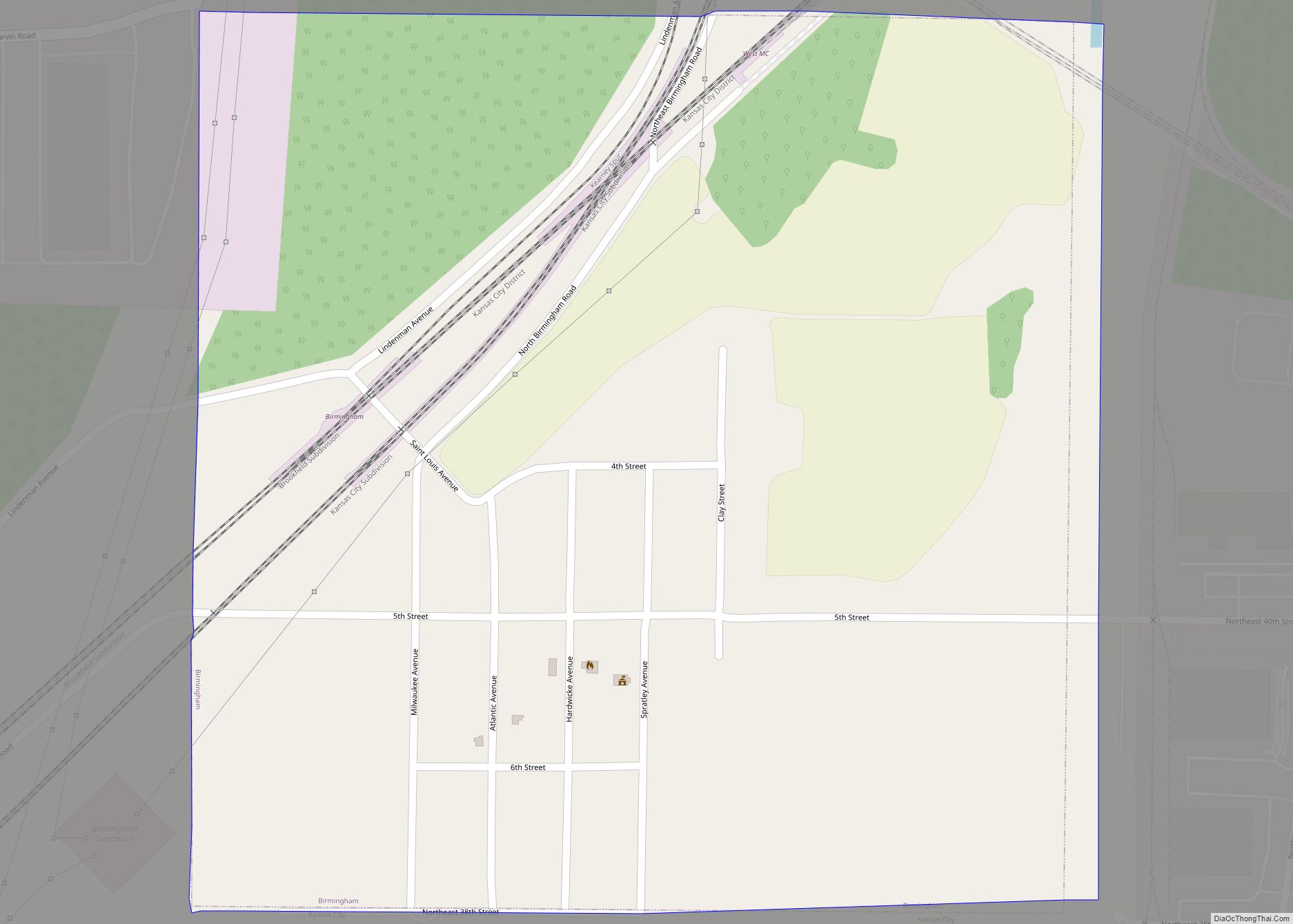 Map of Birmingham village, Missouri