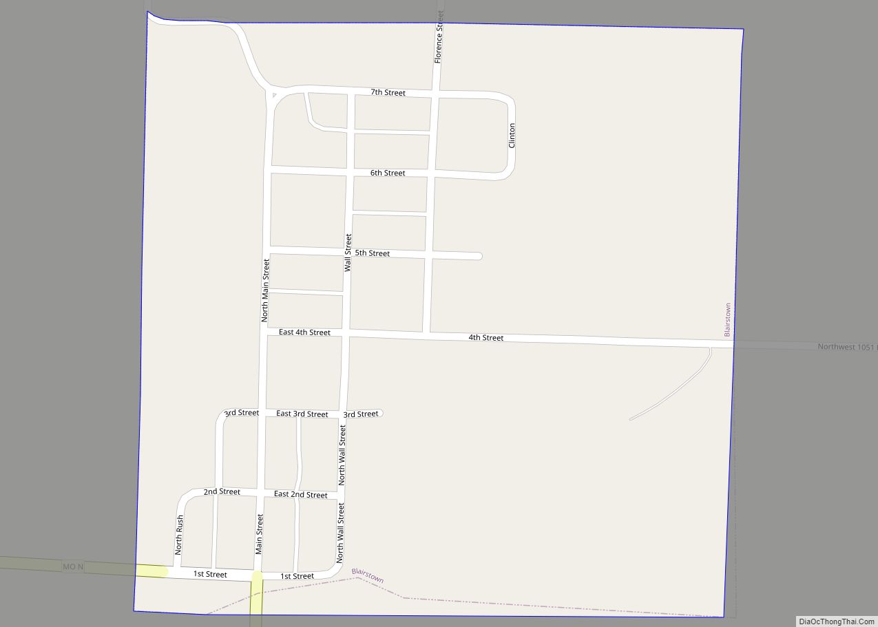 Map of Blairstown city, Missouri