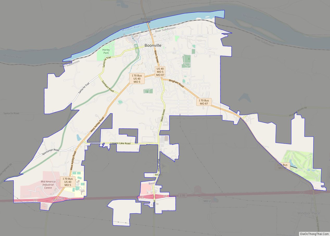 Map of Boonville city, Missouri