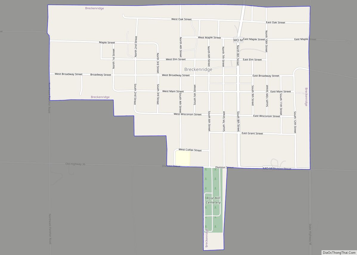 Map of Breckenridge city, Missouri