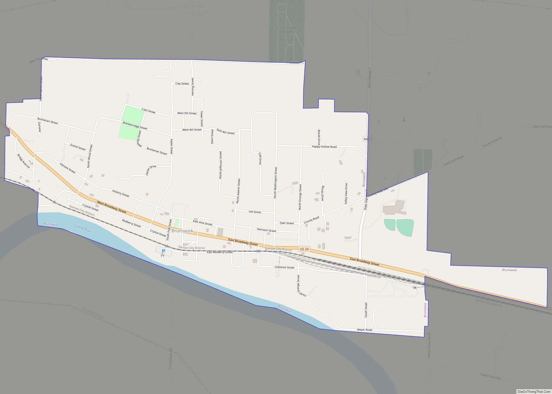 Map of Brunswick city, Missouri