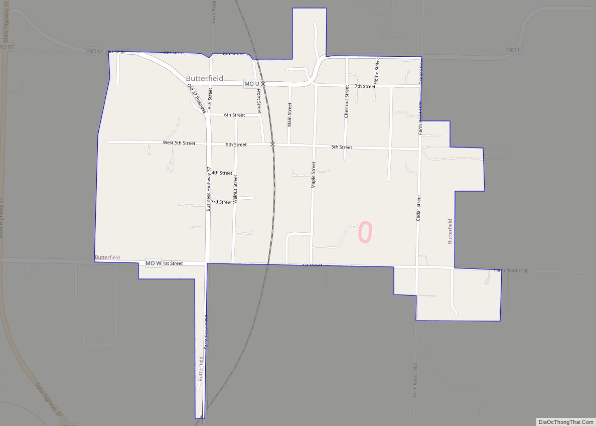 Map of Butterfield city, Missouri