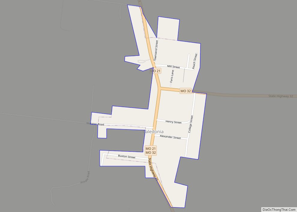 Map of Caledonia village, Missouri