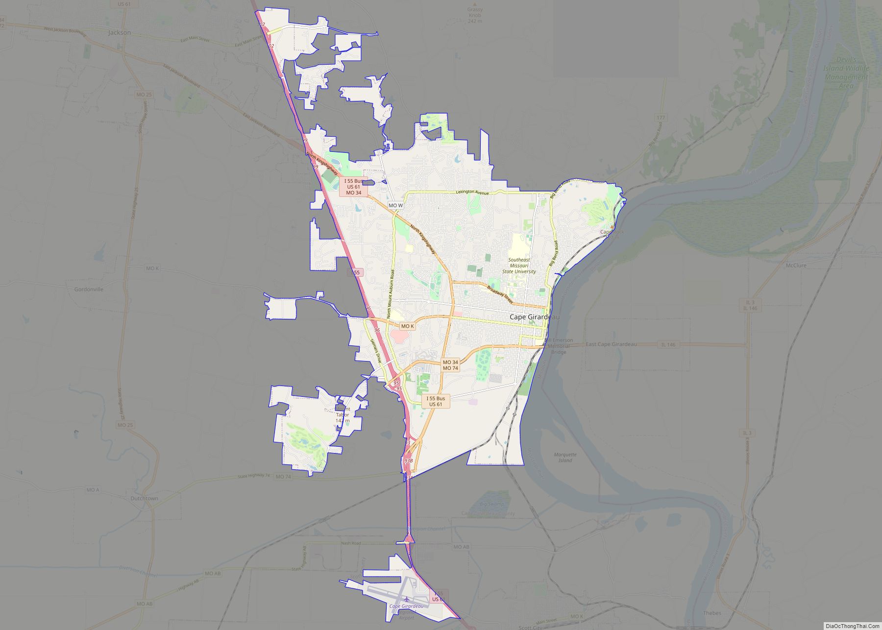 Map of Cape Girardeau city