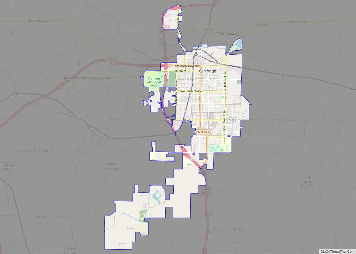 Map of Carthage city, Missouri
