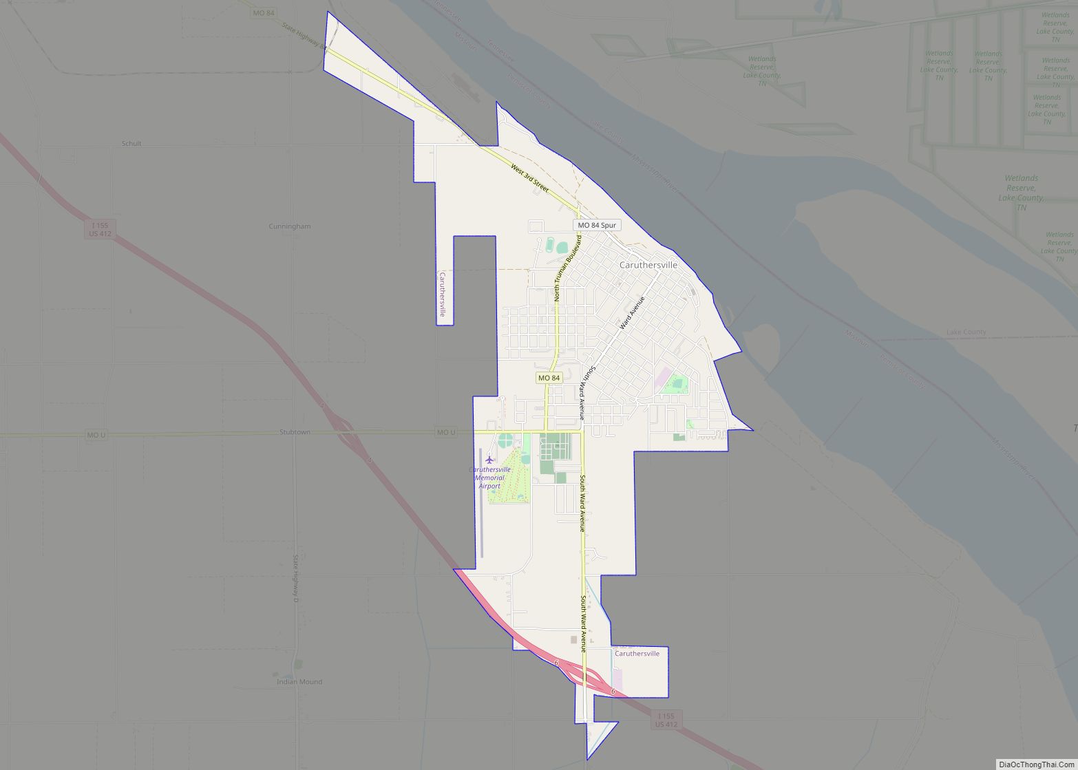 Map of Caruthersville city