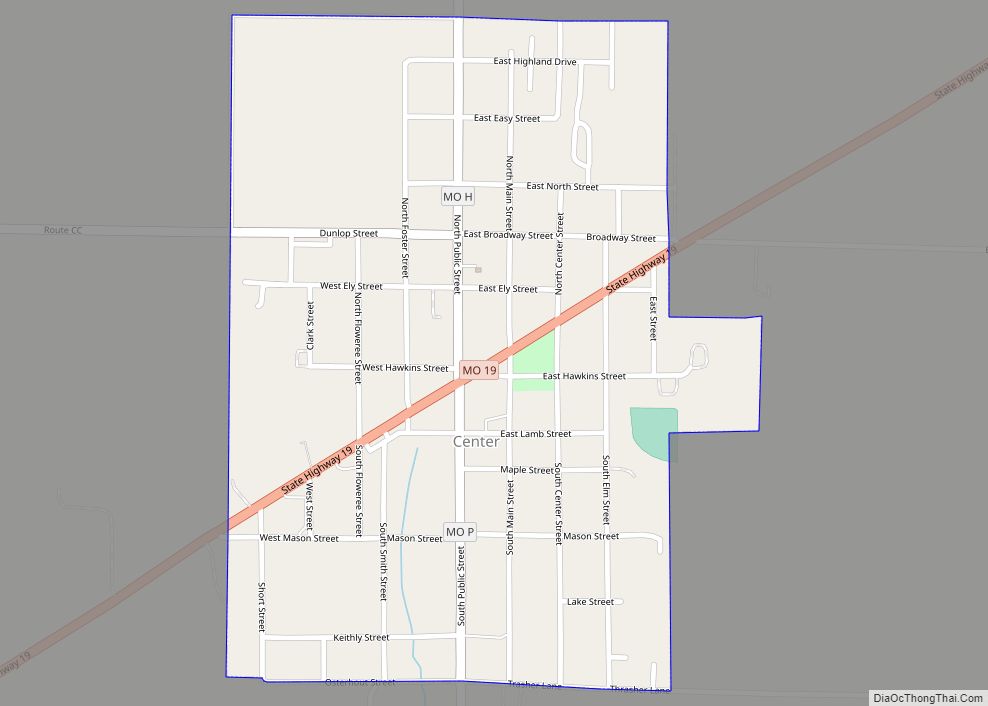 Map of Center city, Missouri