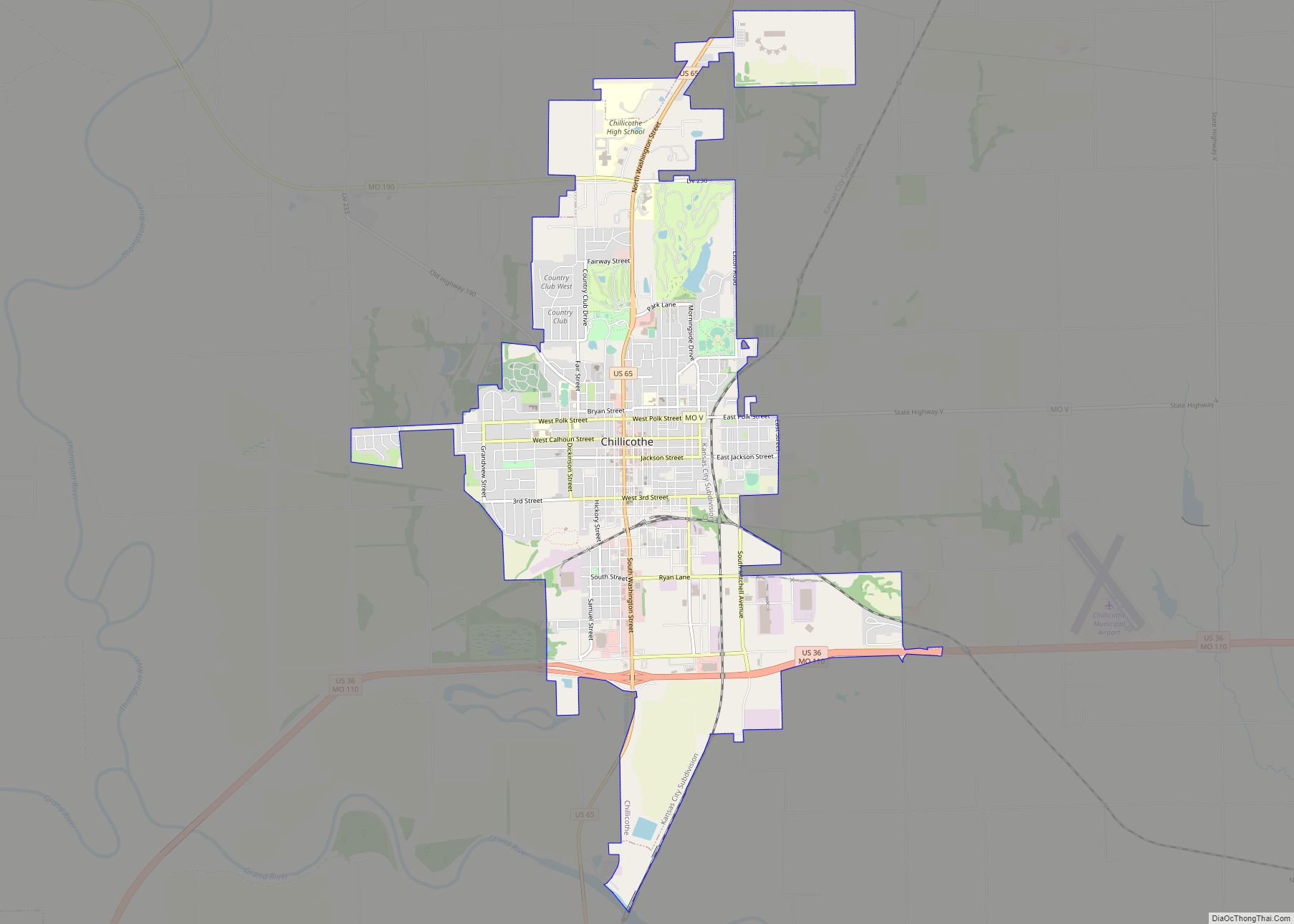 Map of Chillicothe city, Missouri