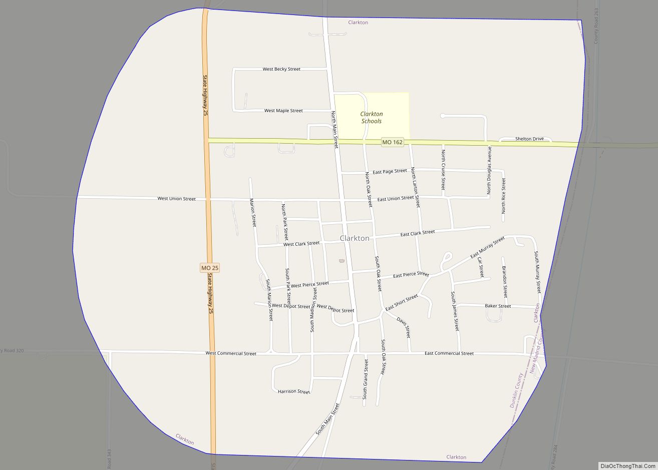 Map of Clarkton city