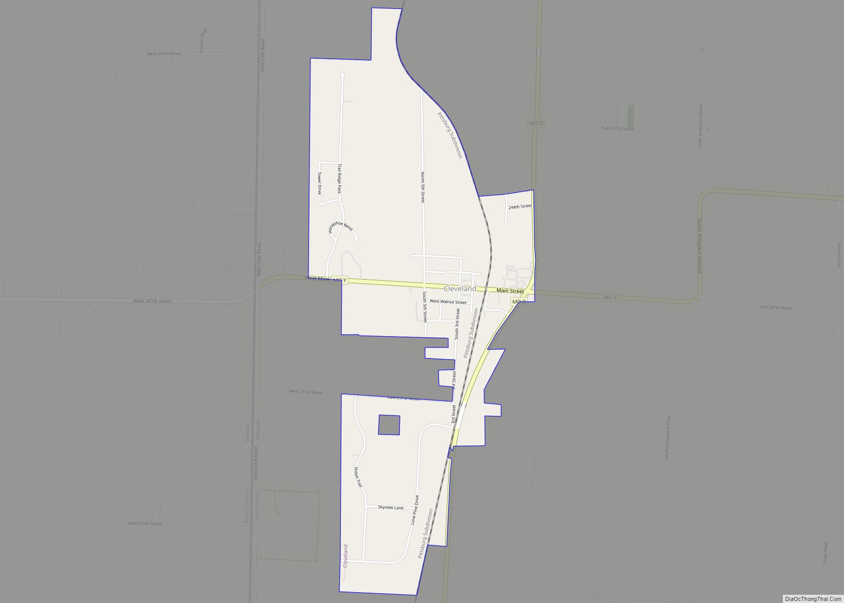 Map of Cleveland city, Missouri