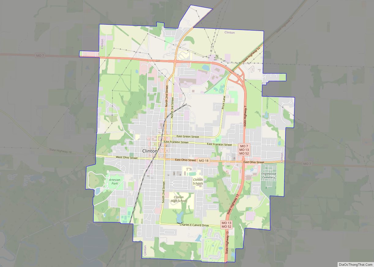 Map of Clinton city, Missouri
