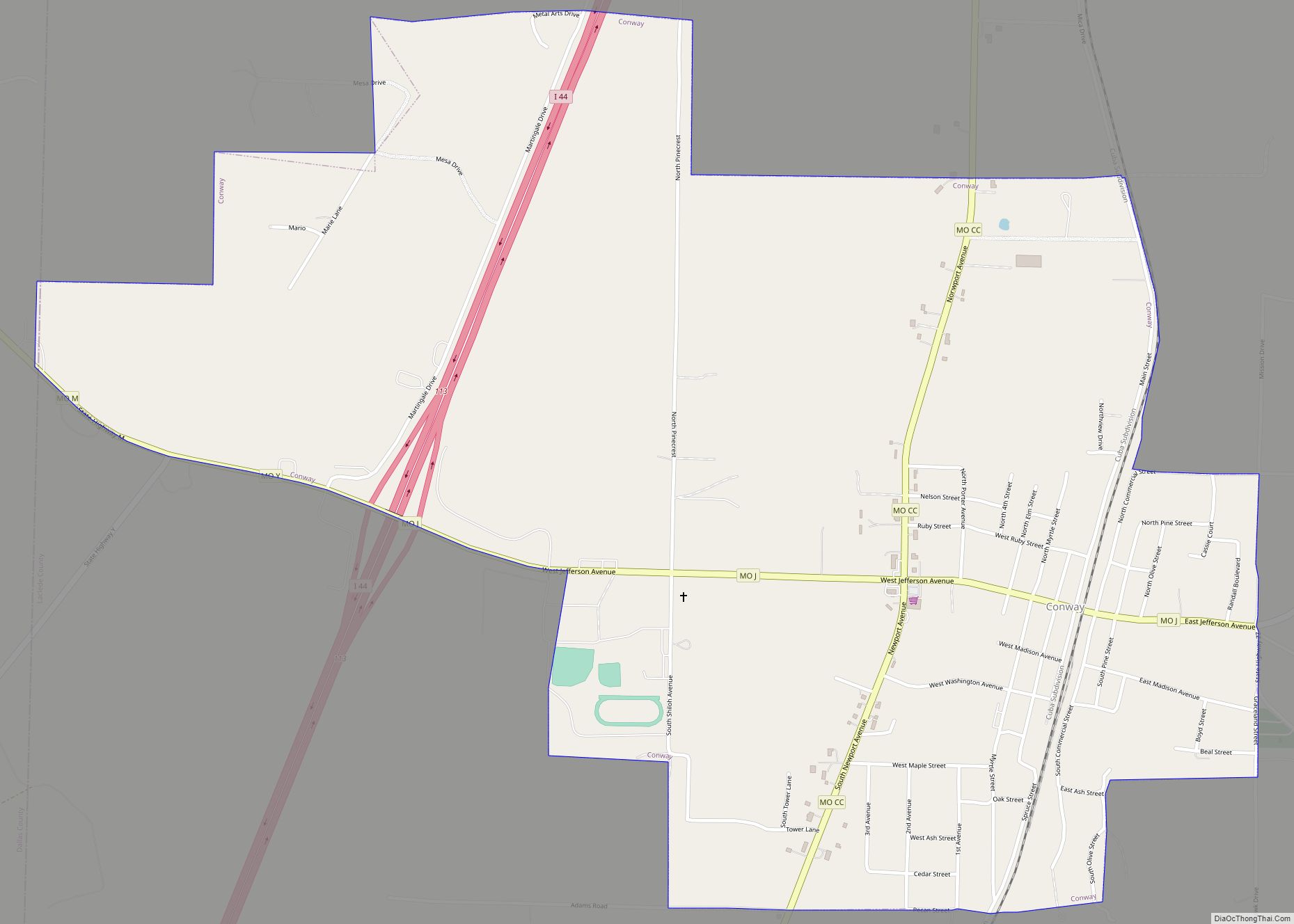 Map of Conway city, Missouri