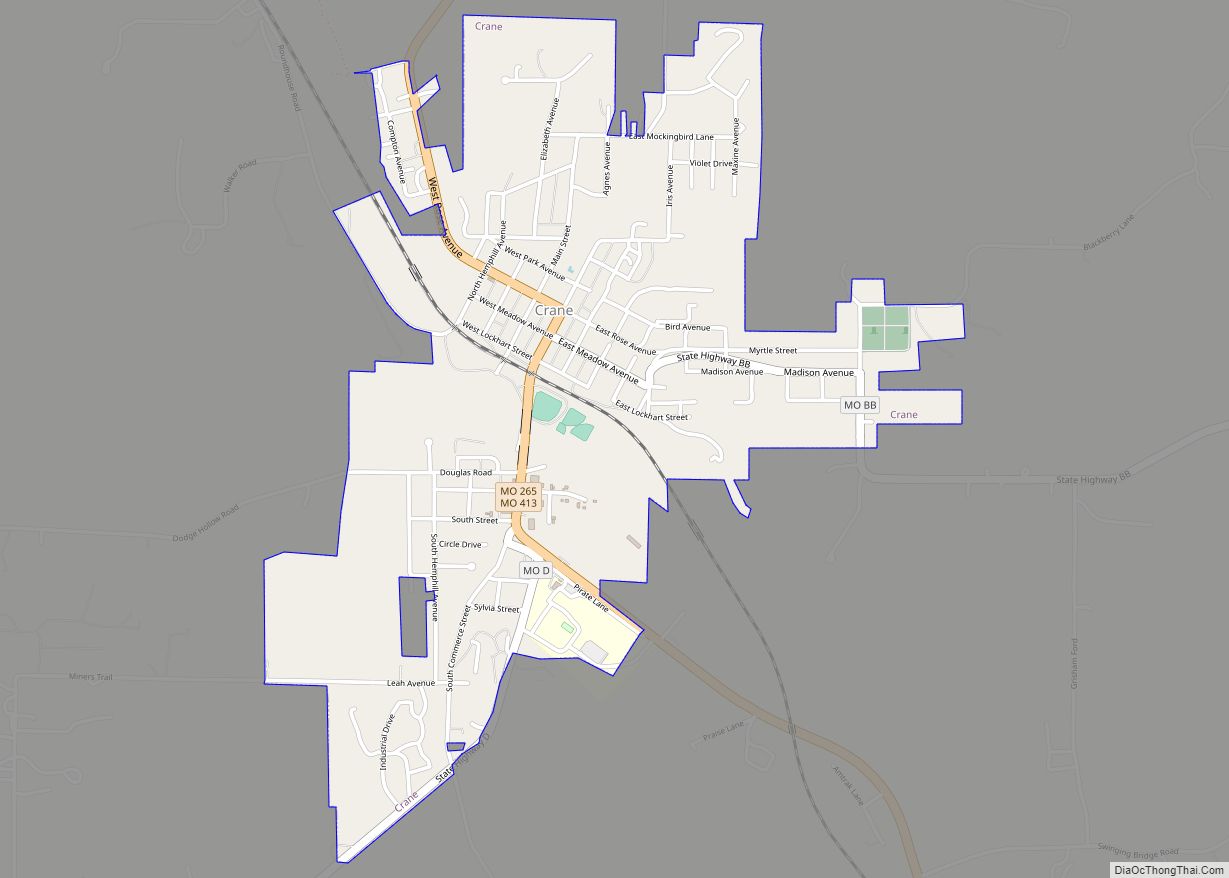 Map of Crane city, Missouri