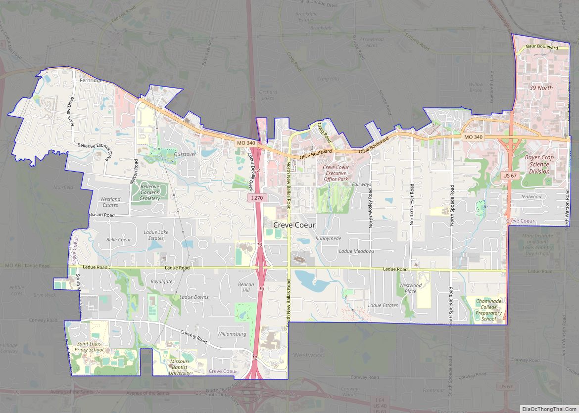 Map of Creve Coeur city, Missouri