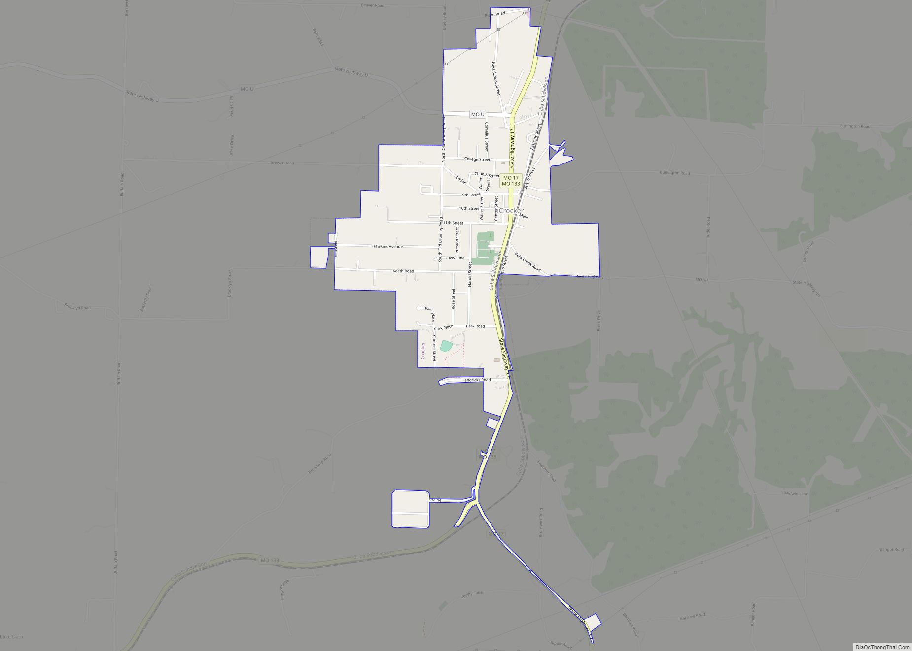 Map of Crocker city