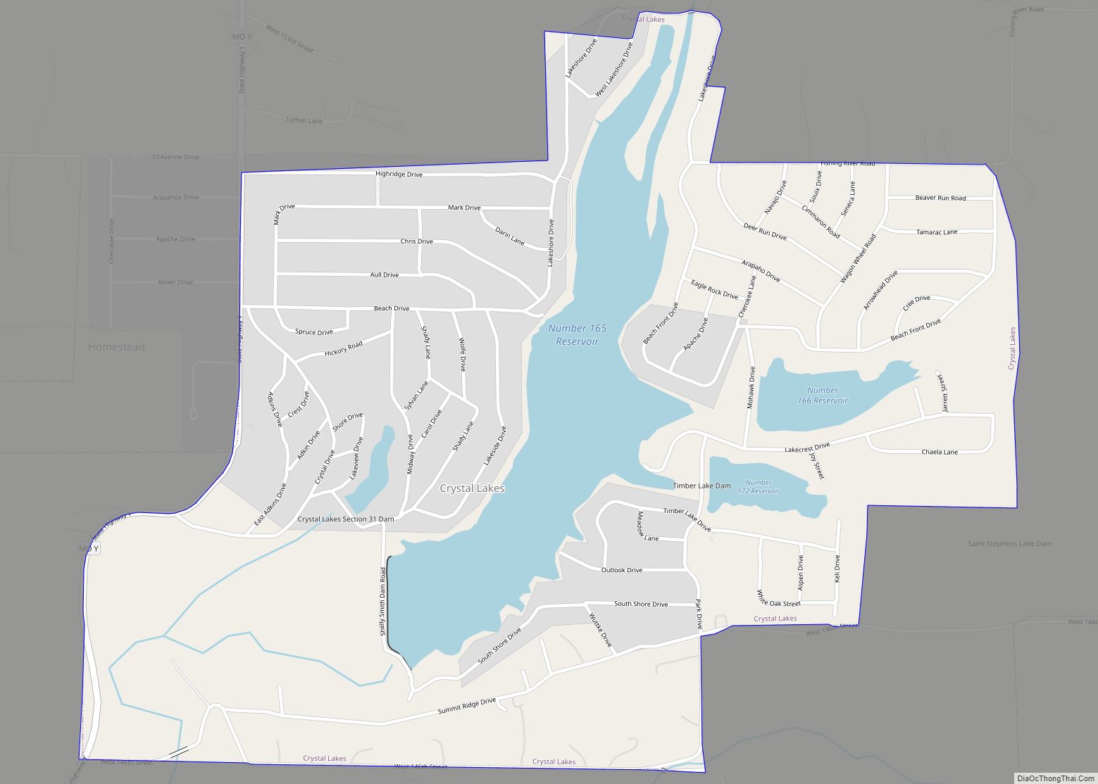 Map of Crystal Lakes city