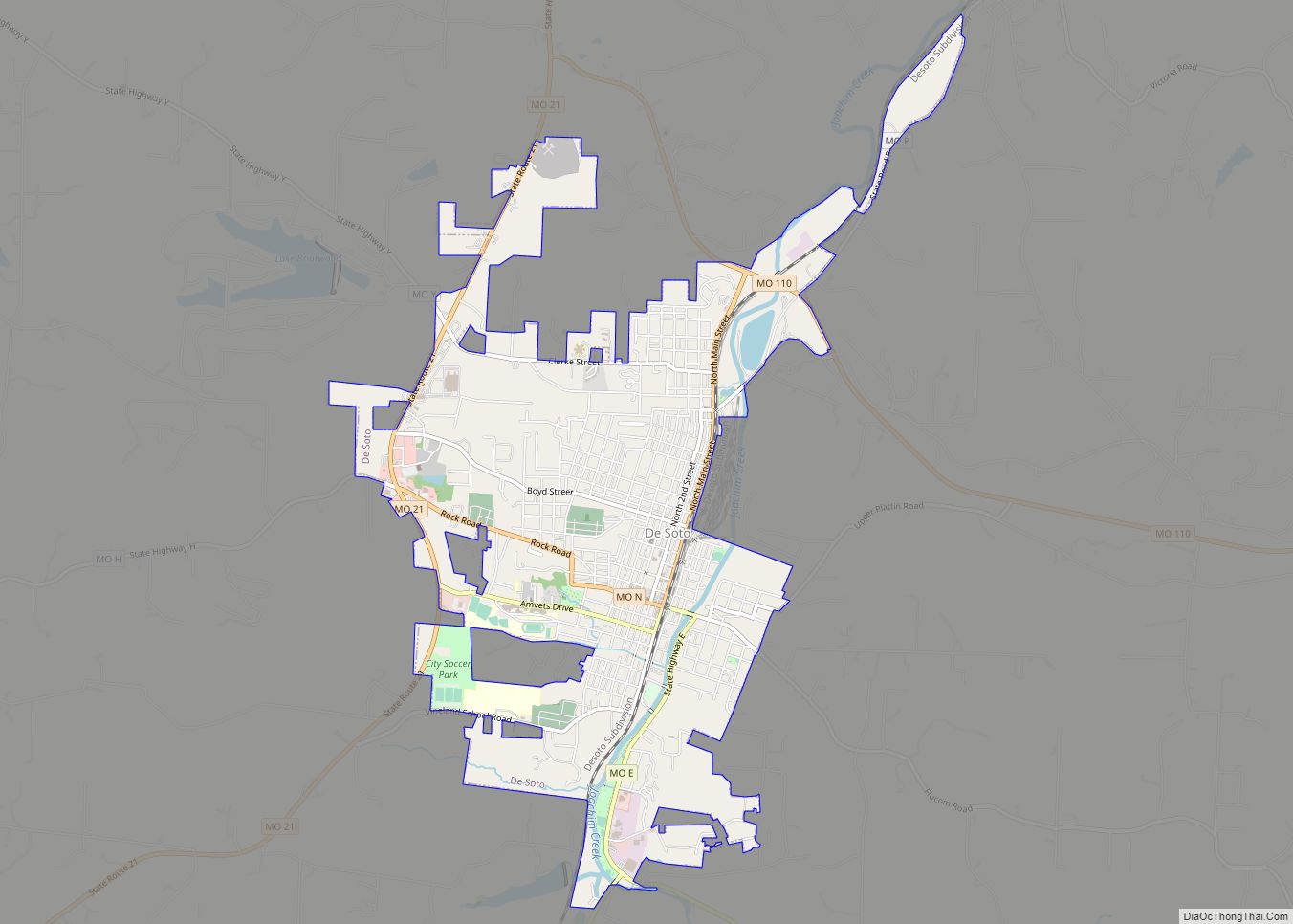 Map of De Soto city, Missouri