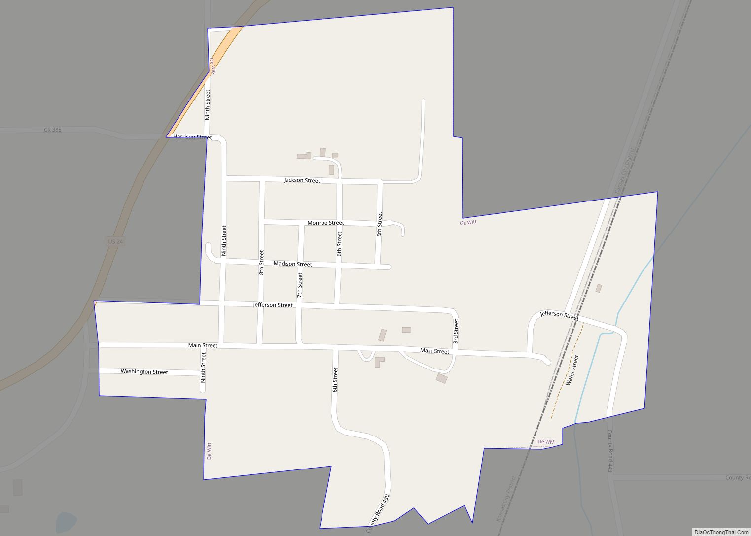 Map of De Witt city, Missouri