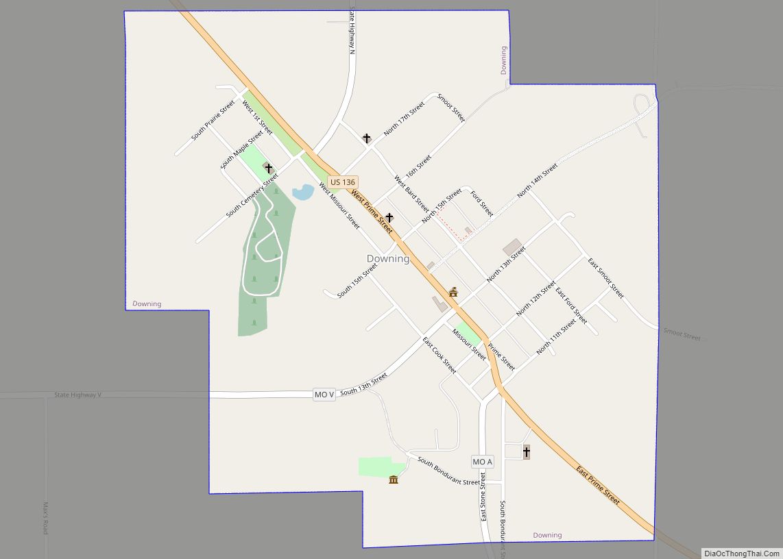 Map of Downing city