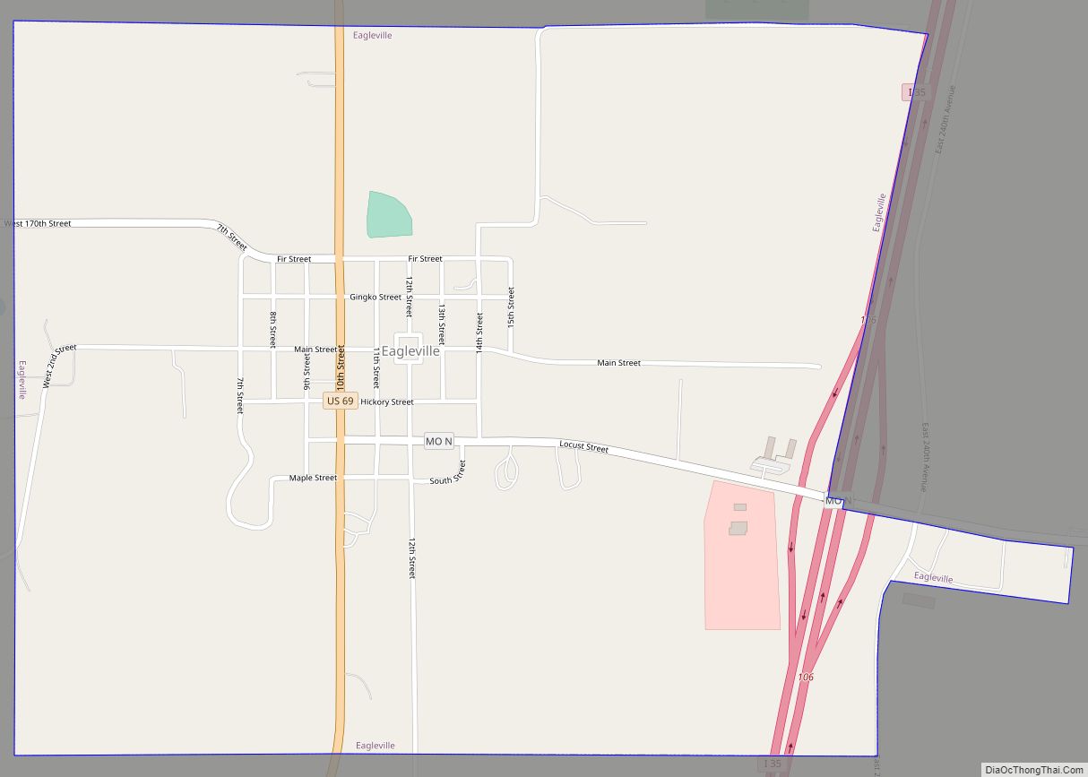 Map of Eagleville town, Missouri