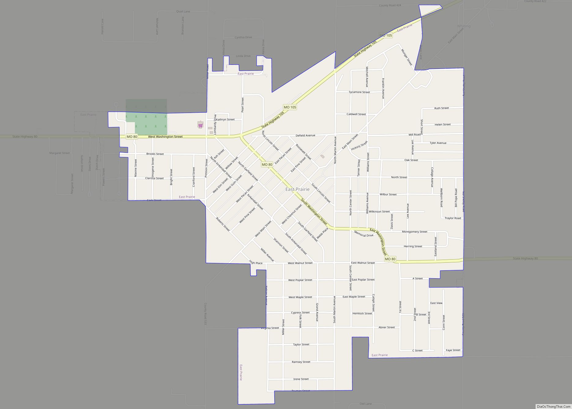 Map of East Prairie city