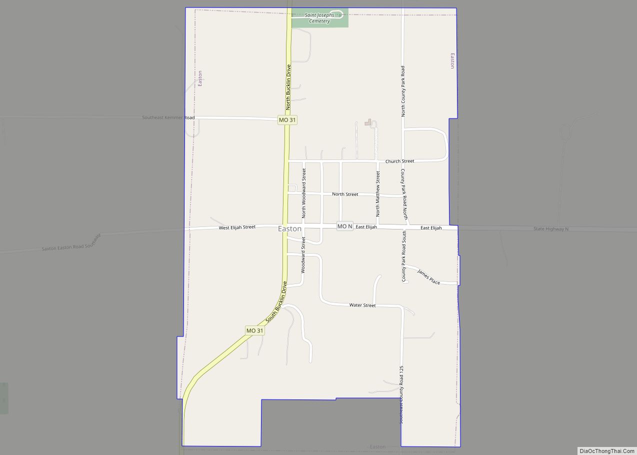 Map of Easton city, Missouri