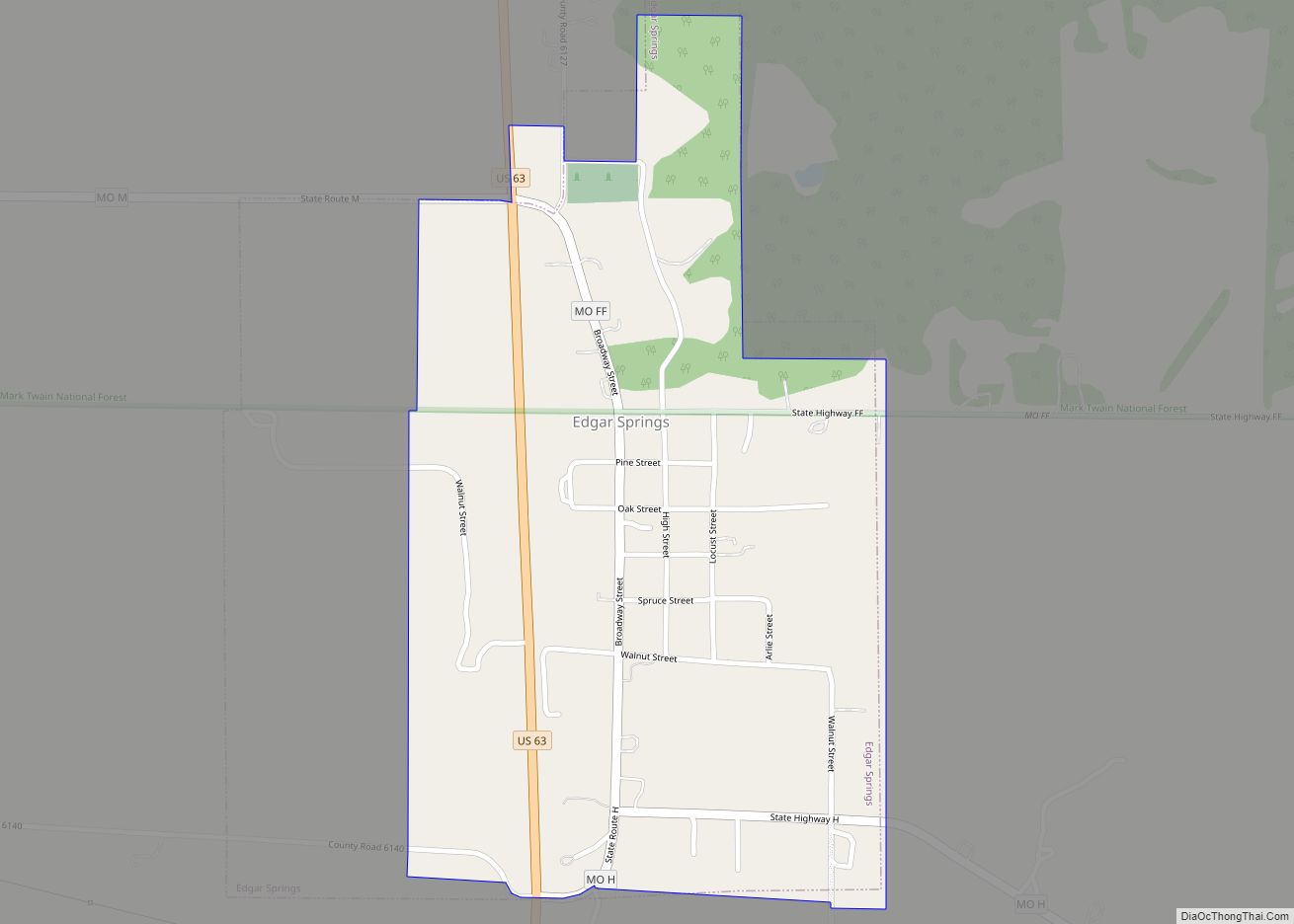 Map of Edgar Springs city