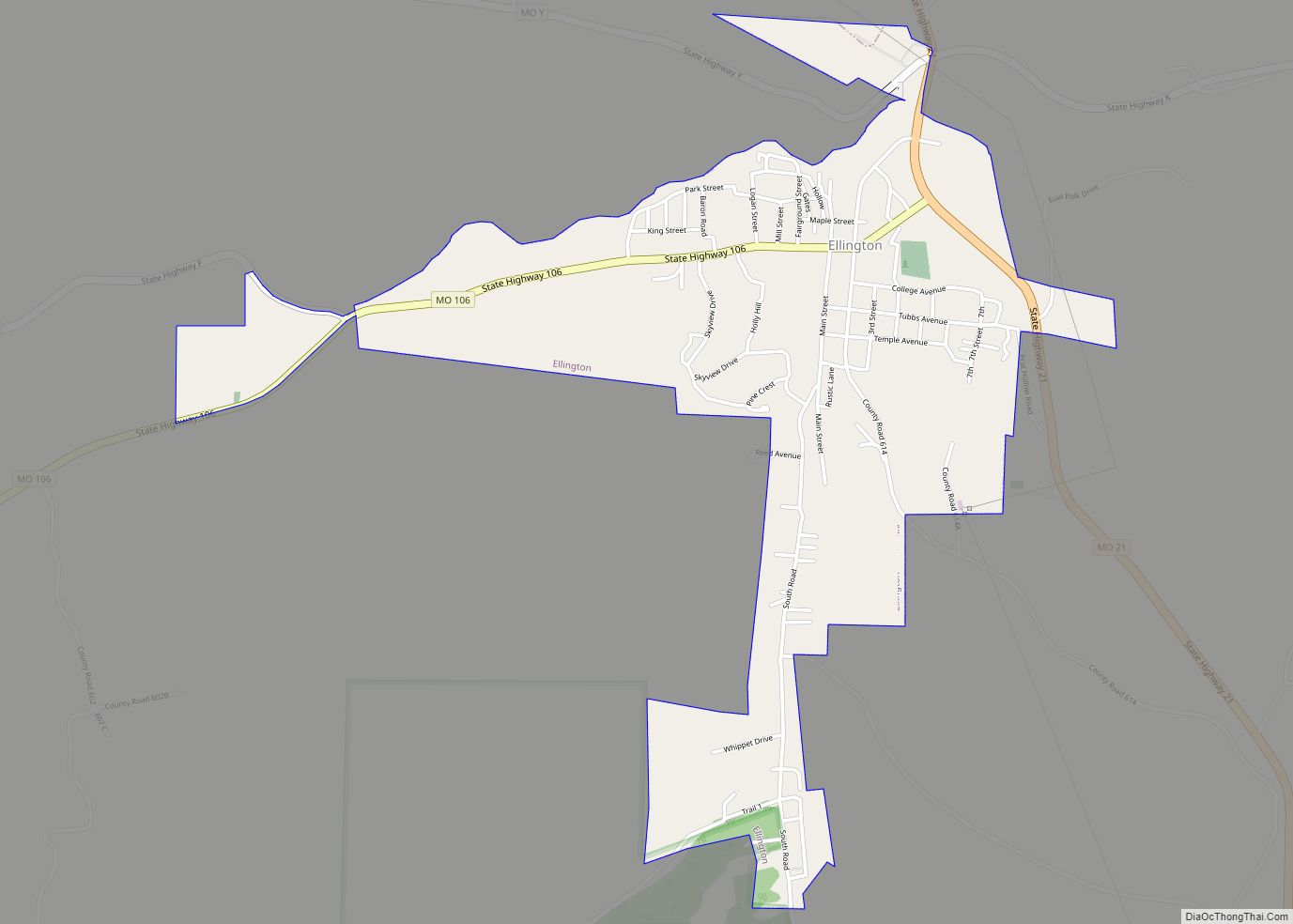 Map of Ellington city