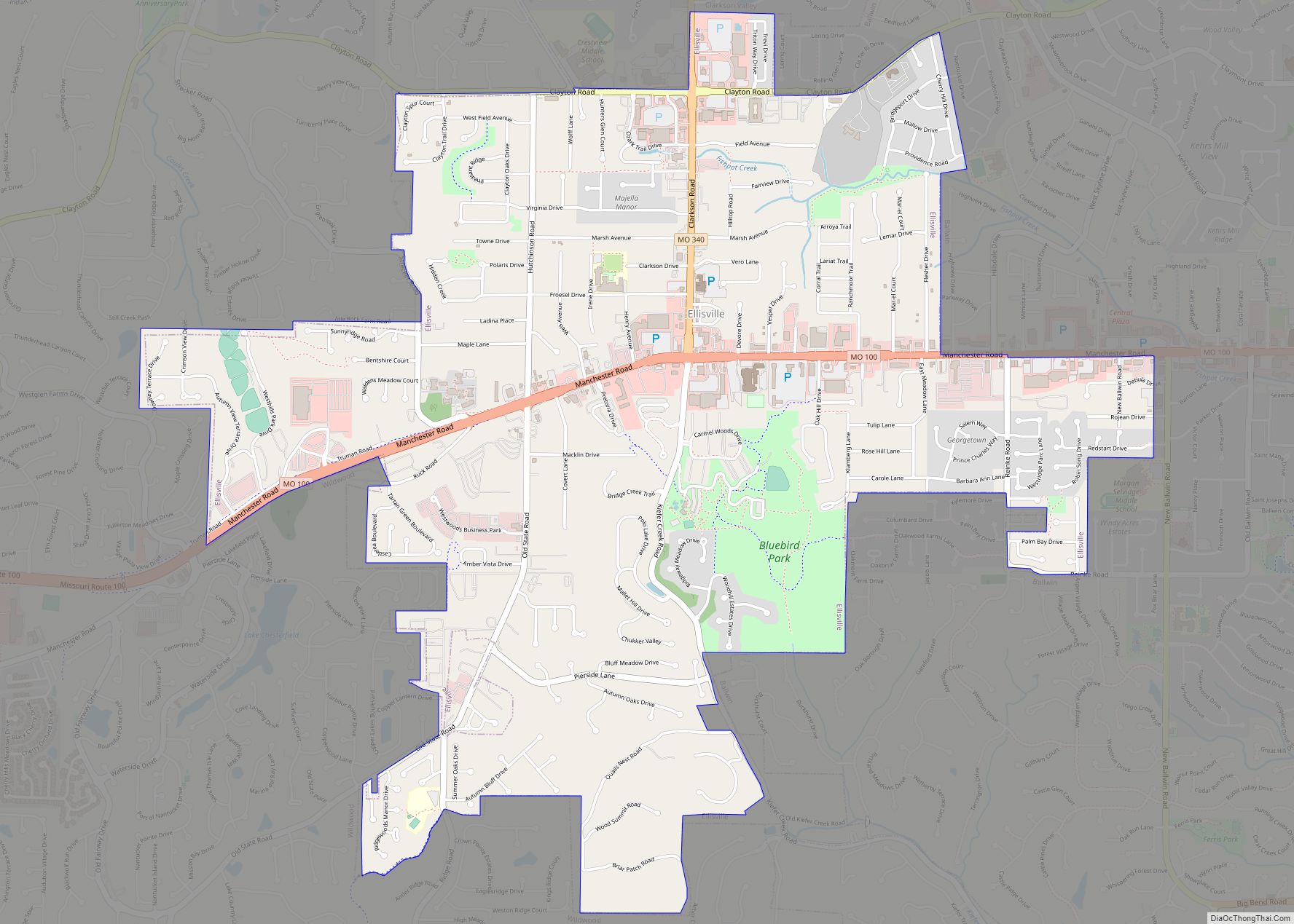 Map of Ellisville city, Missouri