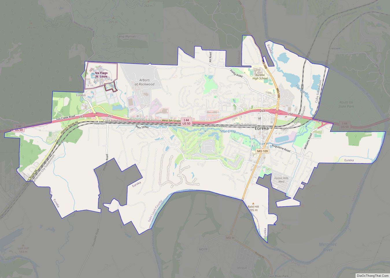 Map of Eureka city, Missouri