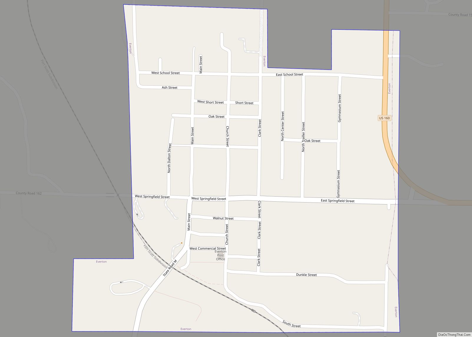 Map of Everton city, Missouri