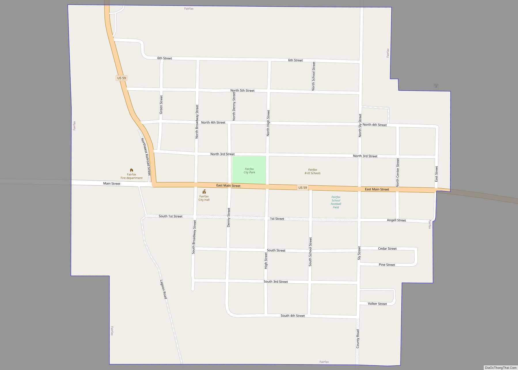 Map of Fairfax city, Missouri