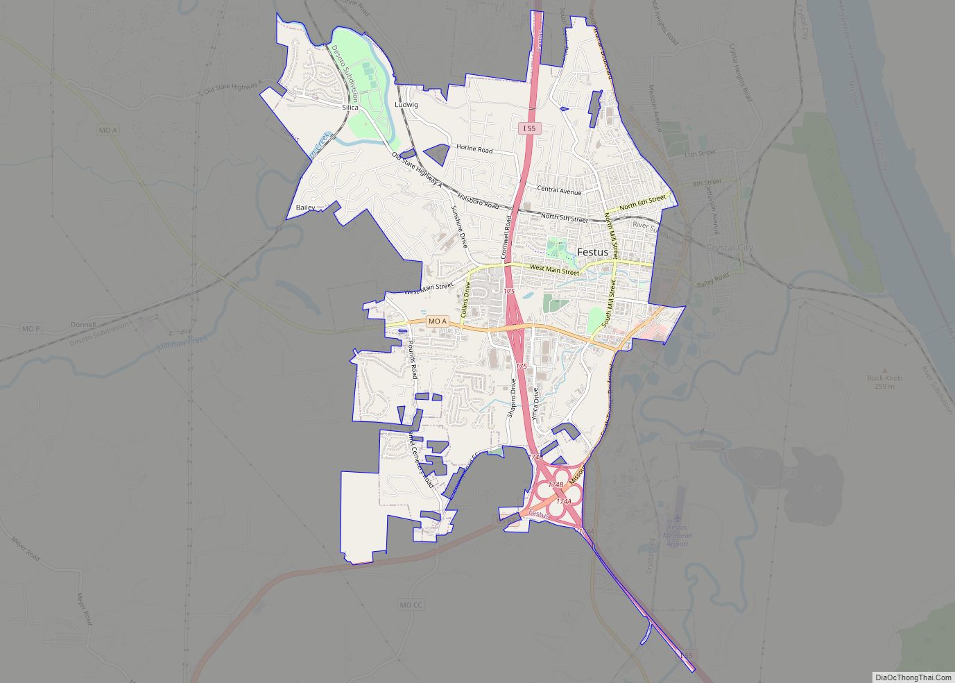 Map of Festus city