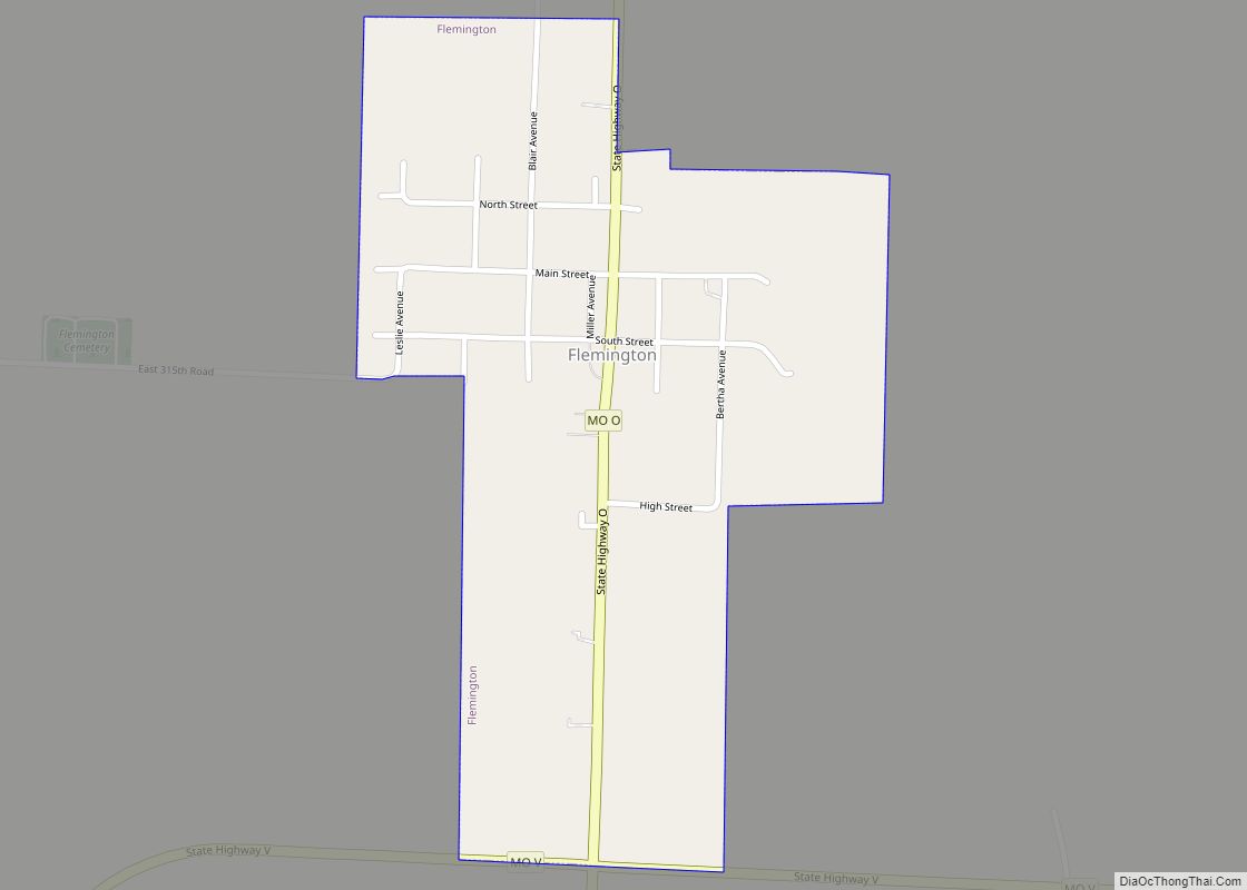 Map of Flemington village, Missouri